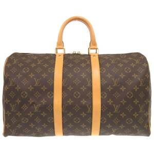 LOUIS VUITTON Authentic Brown Monogram Keepall 45 Boston Bag
